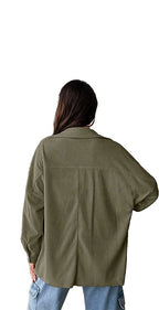 Button Up Pocket Front Cordroy Shirt XD21