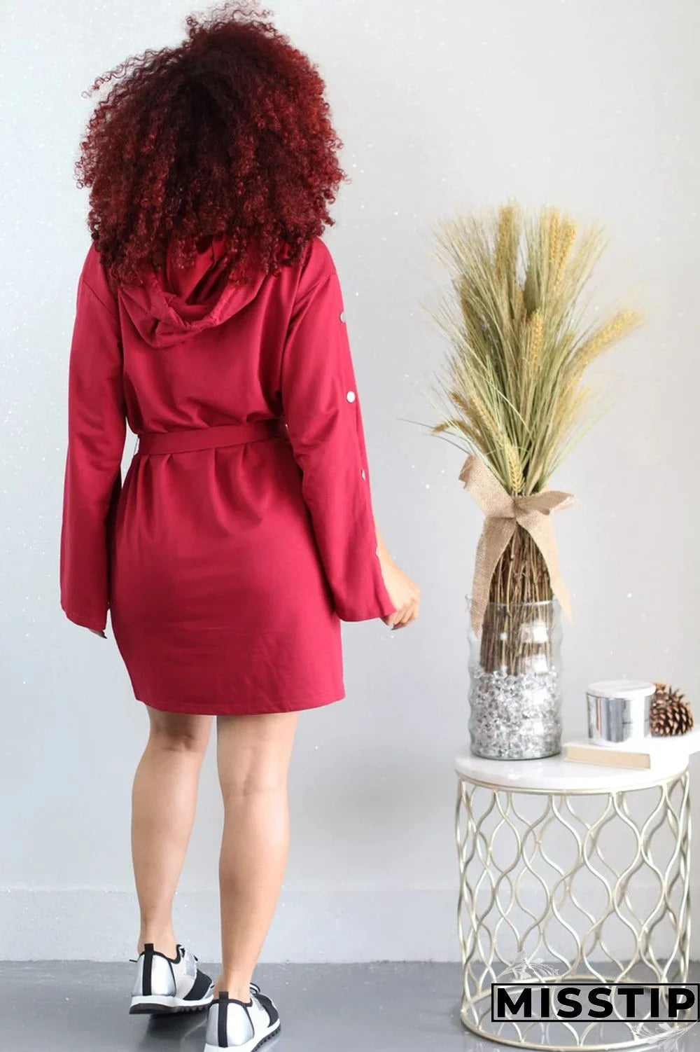 Button Up Sleeve Mini Tracksuit Dress XD21
