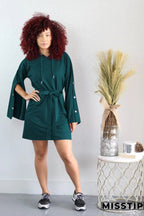 Button Up Sleeve Mini Tracksuit Dress XD21