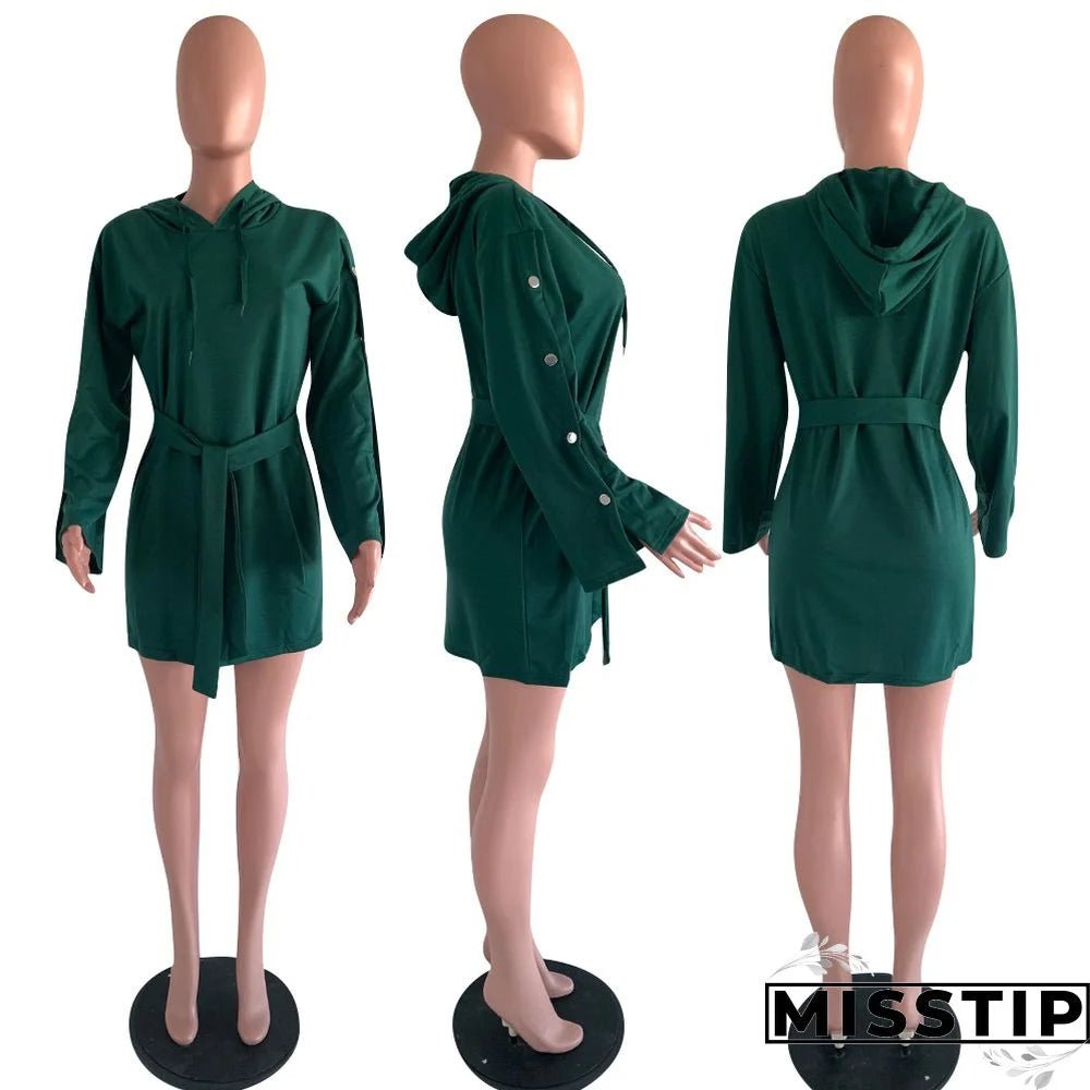 Button Up Sleeve Mini Tracksuit Dress XD21