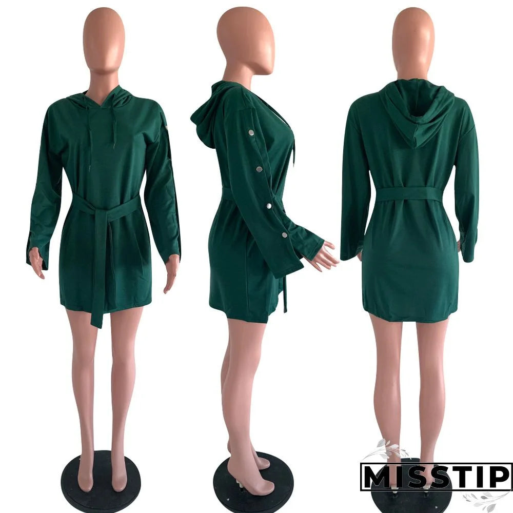 Button Up Sleeve Mini Tracksuit Dress XD21
