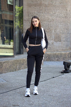Stripe Two Piece Pants Crop Top Set