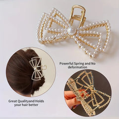 Bow Pearl Gold Hair Grip - Elegant & Stylish Hair Accessory