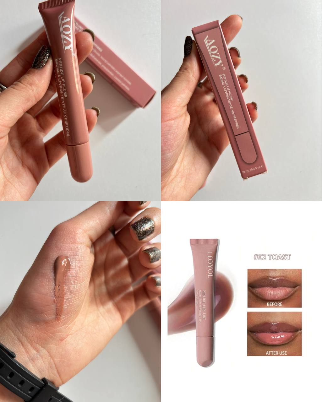AOZY Peptide Lip Plump –  Glossy Tinted Lip Enhancer (1pc)