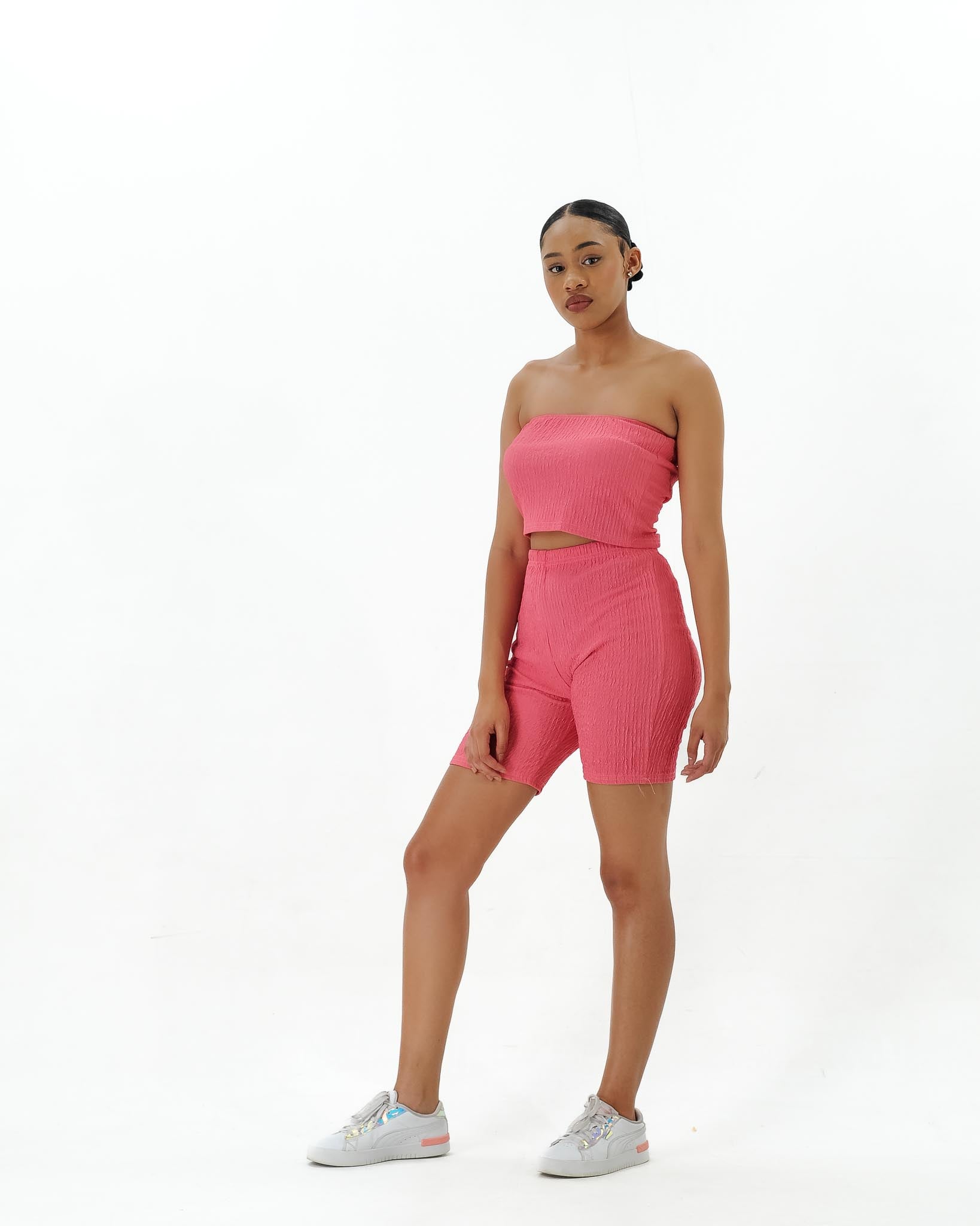 Tube Top and Short Leggings 2PC Set - Perfect for Casual & Active Wear