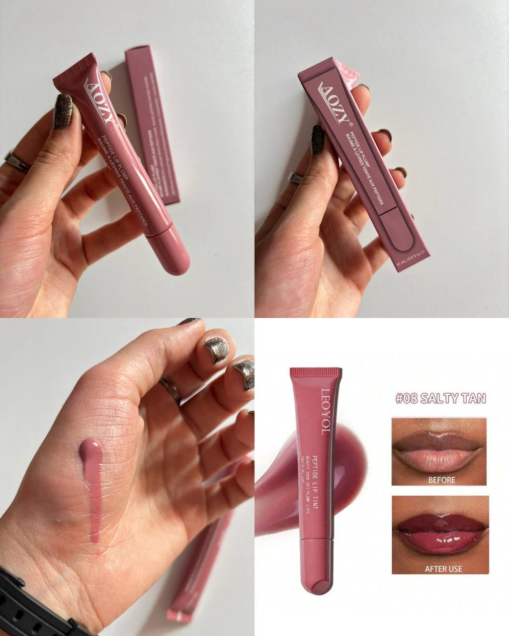 AOZY Peptide Lip Plump –  Glossy Tinted Lip Enhancer (1pc)