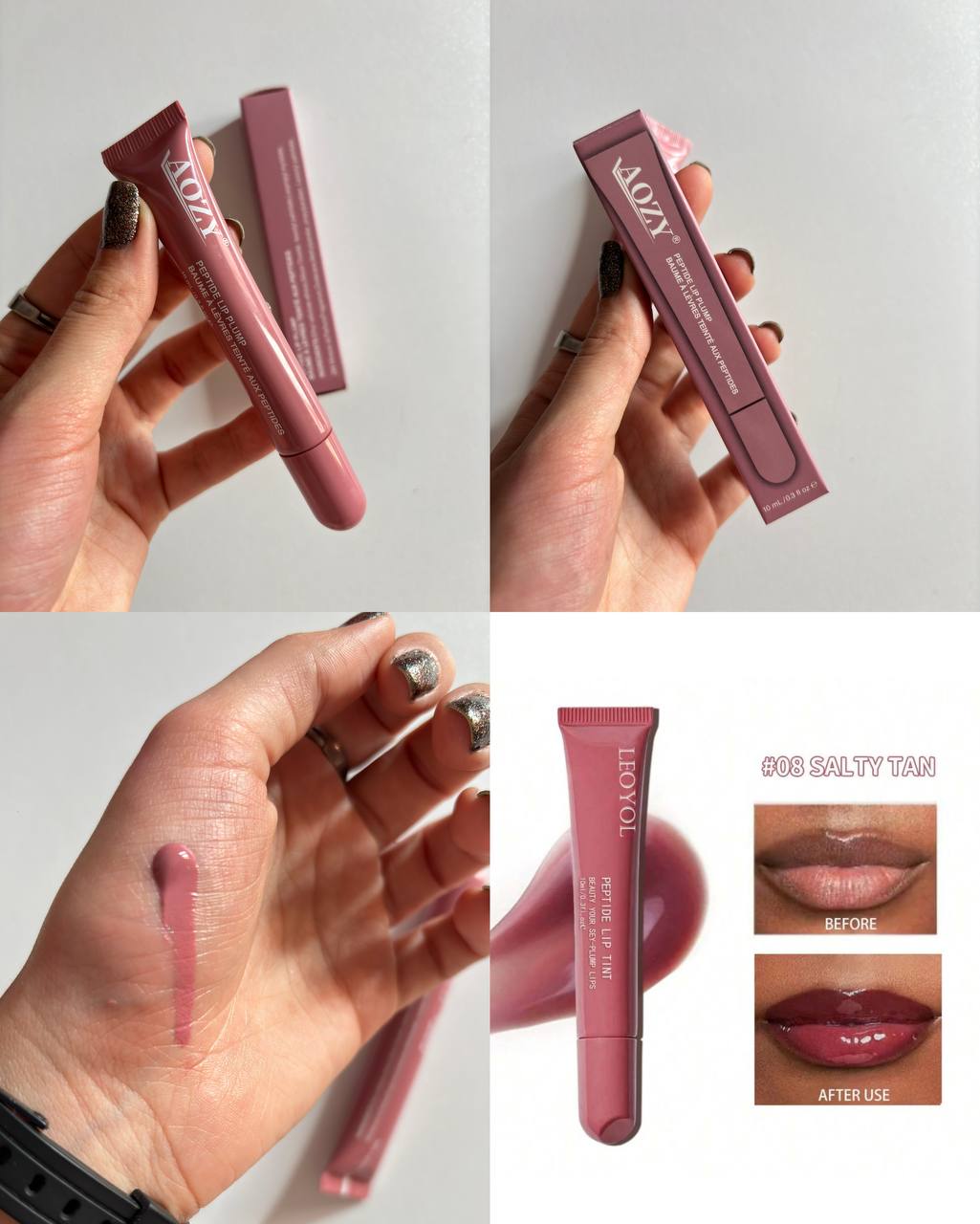 AOZY Peptide Lip Plump –  Glossy Tinted Lip Enhancer (1pc)