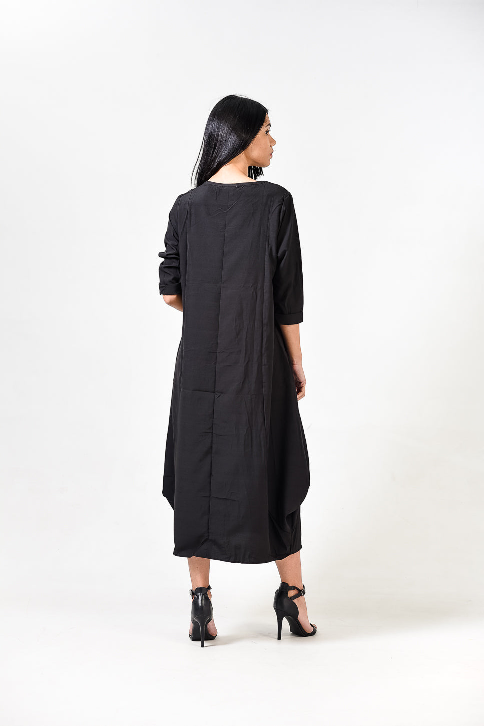 Solid Round Neck A Line Dress - XD21