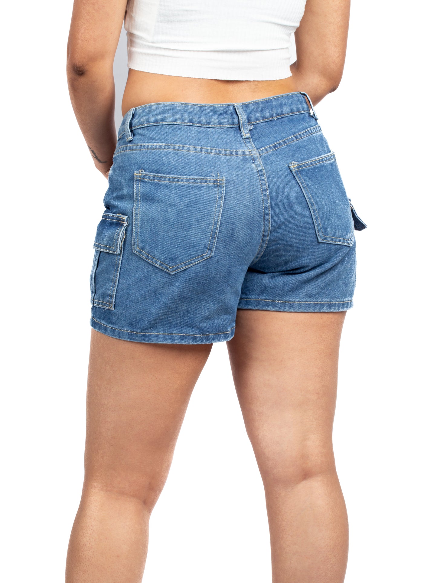 Trendy High-Waisted Denim Shorts with Side Pocket - XD126