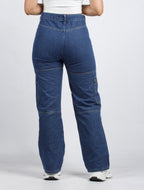 Trendy Blue Utility Cargo Jeans with Multiple Pockets  - XD117