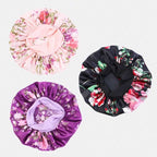 Floral Pattern Satin Bonnet - Breathable & Comfortable with Frill Elastic Band