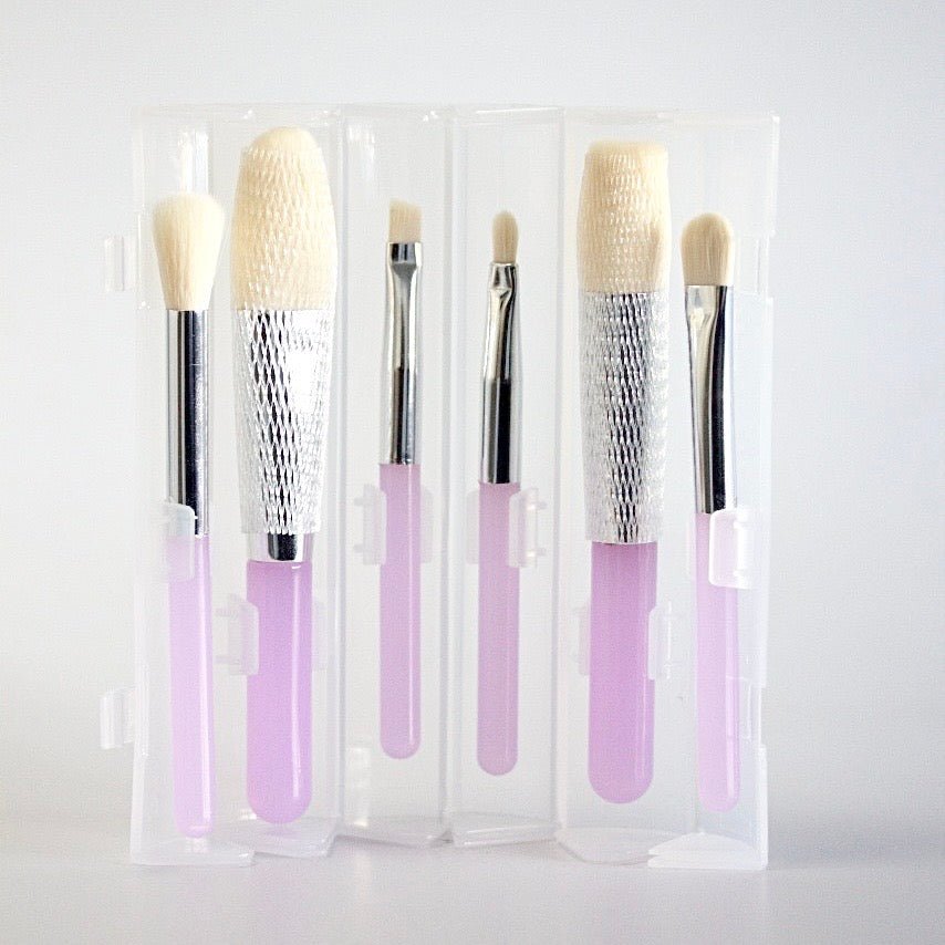 6-Piece Travel Makeup Brush Set with Case - Perfect for On-the-Go Beauty