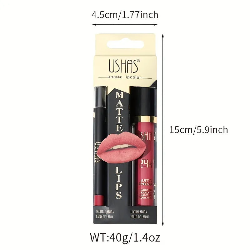 Ushas Matte Lip Stick and Lip Pencil Set