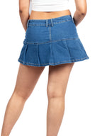 Denim Pleated Mini Skirt - XD132