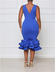 Sleeveless 3D Three-Dimensional Skirt V-Neck Evening Dress