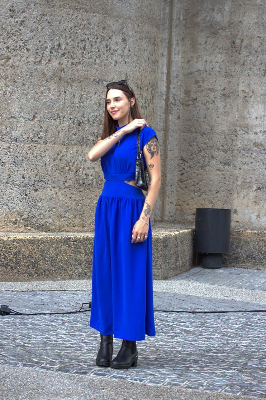 Cut Out Back Elastic Maxi Dress