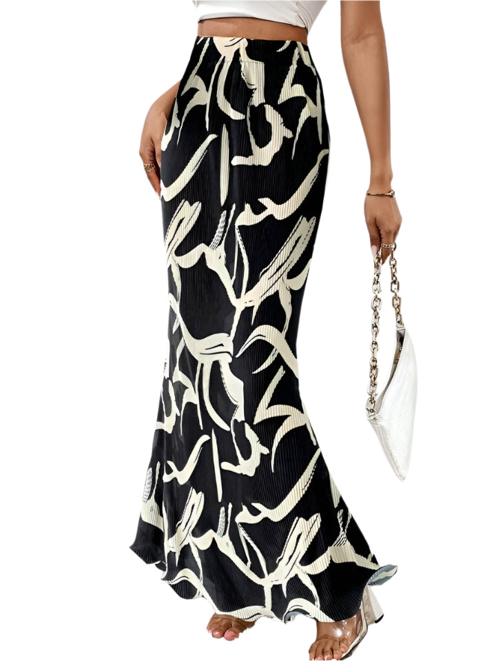 Abstract Print Maxi Skirt 