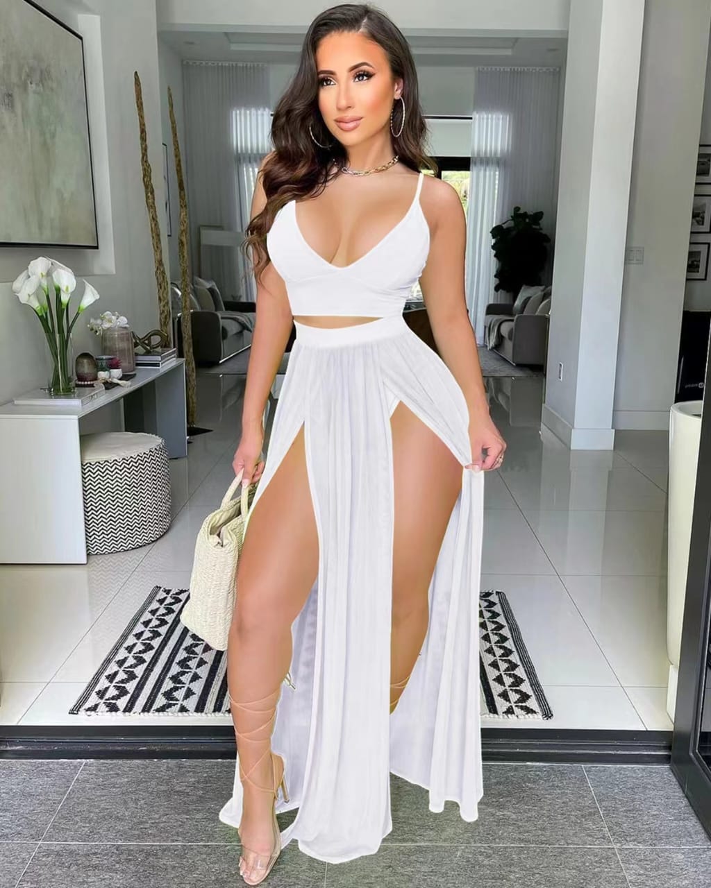 Camisole Chiffon Dress Two-Piece Skirt Suit XD21