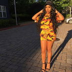 Camouflage Print Crop Top and Shorts Set XD21