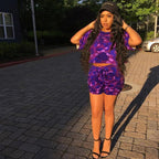 Camouflage Print Crop Top and Shorts Set XD21