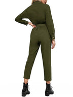 Cargo Jumpsuits Button Down Jumpsuit with Belt XD21