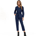 Cargo Jumpsuits Button Down Jumpsuit with Belt XD21