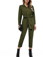 Cargo Jumpsuits Button Down Jumpsuit with Belt XD21
