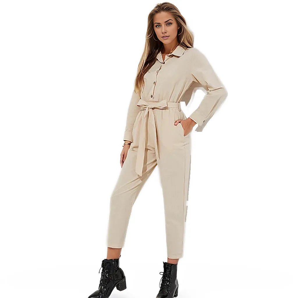 Cargo Jumpsuits Button Down Jumpsuit with Belt XD21