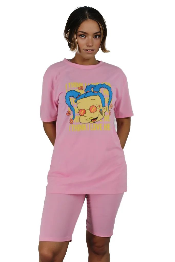 Cartoon Two Piece Graphic Shorts Set XD21