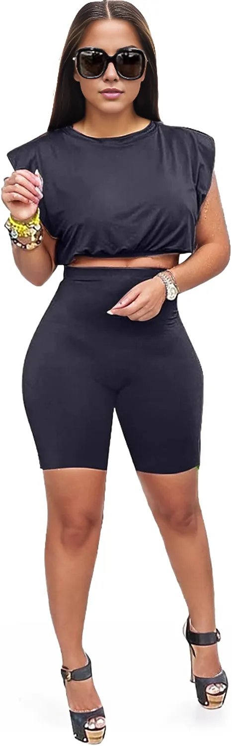 Casual Athleisure High Waisted Leggings and Crop Top Set XD21