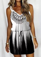Casual Printed Sleevesless Camies V-Neck Mini Dress XD21