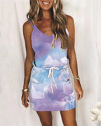 Casual Printed Sleevesless Camies V-Neck Mini Dress XD21