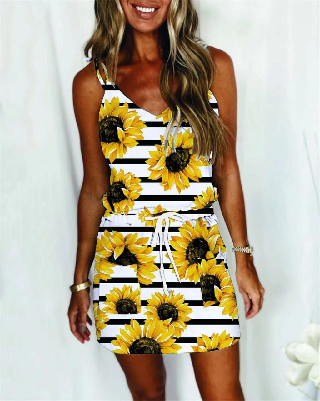 Casual Printed Sleevesless Camies V-Neck Mini Dress XD21