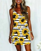 Casual Printed Sleevesless Camies V-Neck Mini Dress XD21