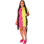 Casual Sporty Two Piece Colourblock Shorts and T-Shirt Set XD21