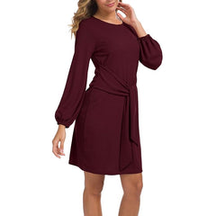 Casual Tie Waist Sweater Dress XD21