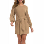 Casual Tie Waist Sweater Dress XD21