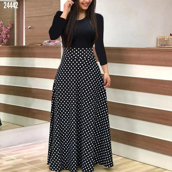 Casual printed maxi long  dress