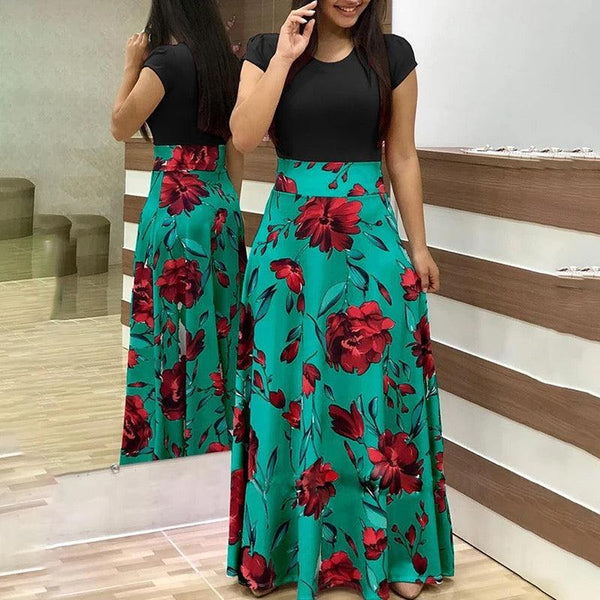 Casual printed maxi long  dress
