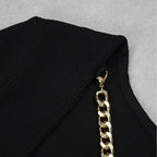 chain backless knitted dress - XD21