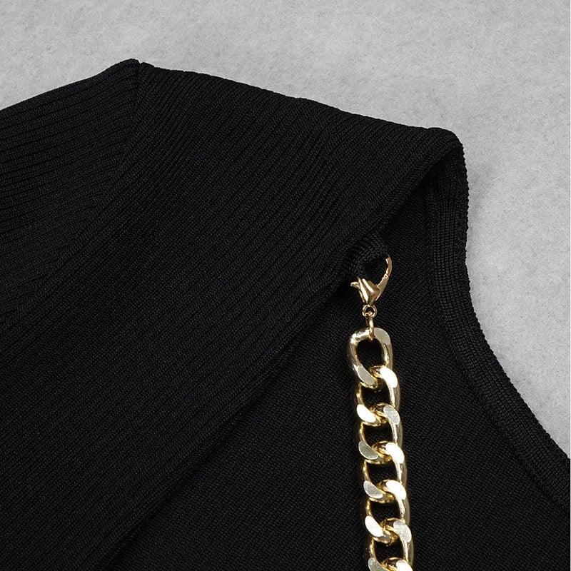 chain backless knitted dress - XD21
