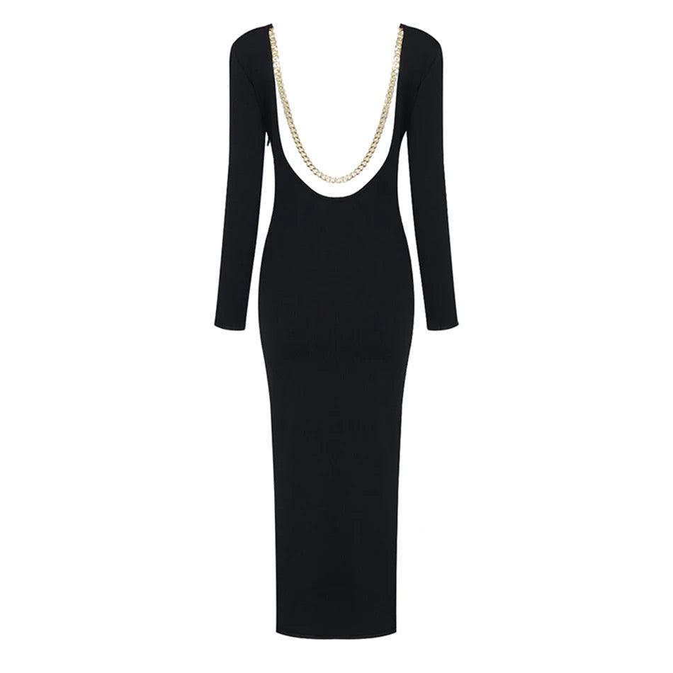 chain backless knitted dress - XD21