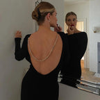 chain backless knitted dress - XD21