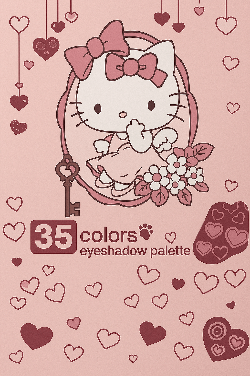 Hello Kitty 35-Color Pink Eyeshadow Palette