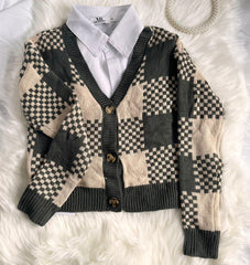 Check button up cardigan - XD21