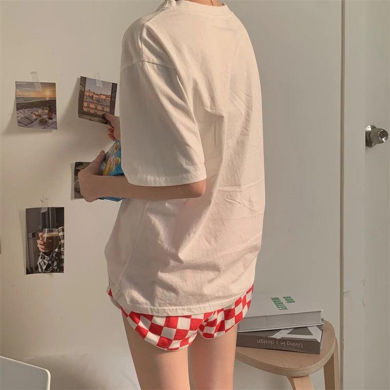 Checkerboard Shorts Elastic Waist - XD21
