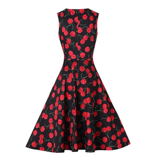 Cherry vintage retro pin up midi dress - XD21