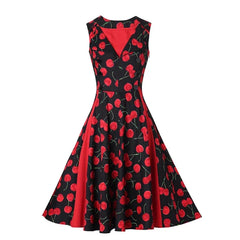 Cherry vintage retro pin up midi dress - XD21