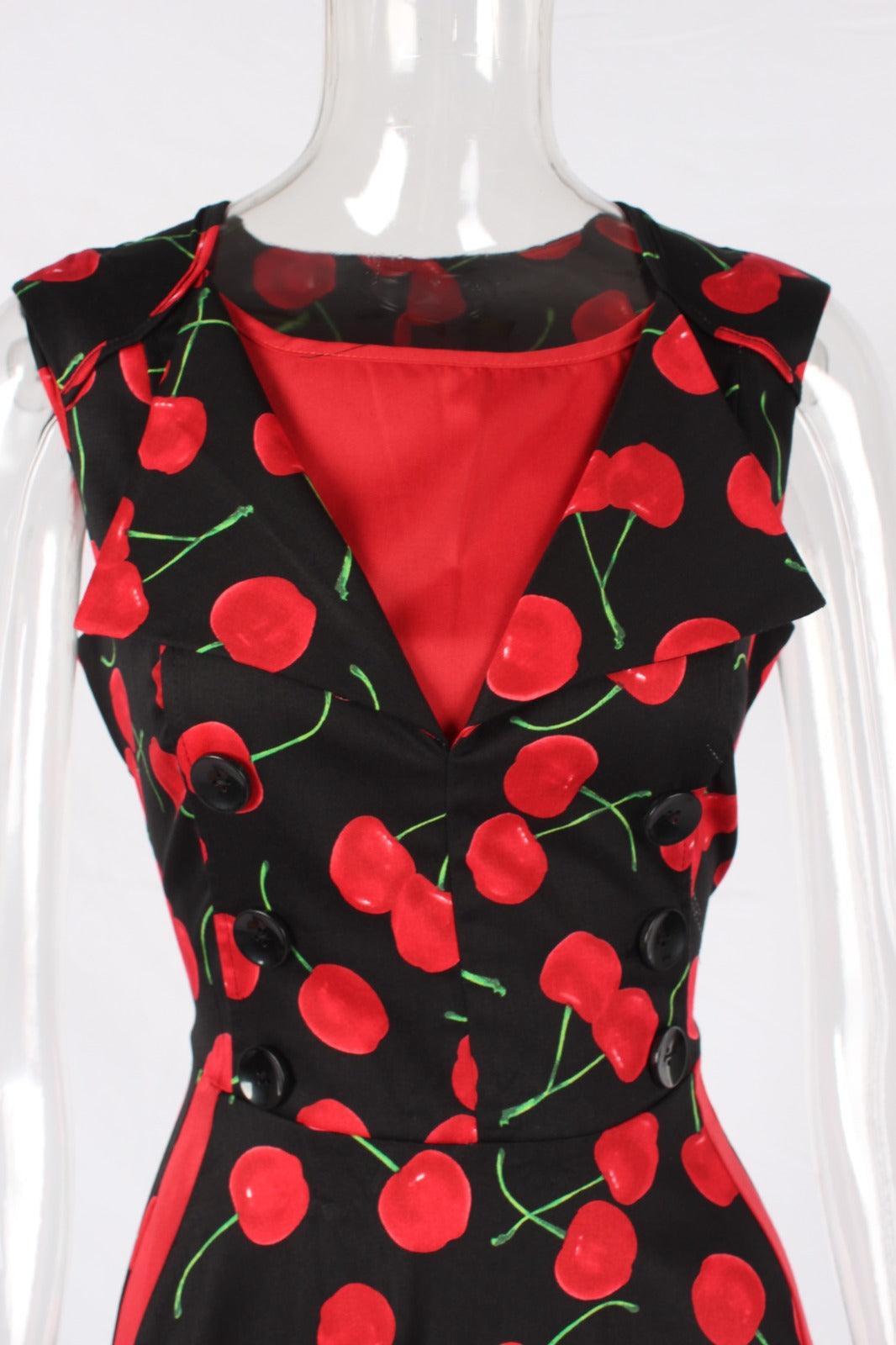 Cherry vintage retro pin up midi dress - XD21