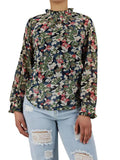 Chiffon Floral Frill Sheer Blouse XD21